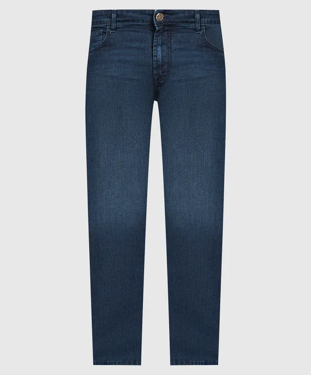 Stefano Ricci Jeans blu effetto used con logo MST42S2211T0042