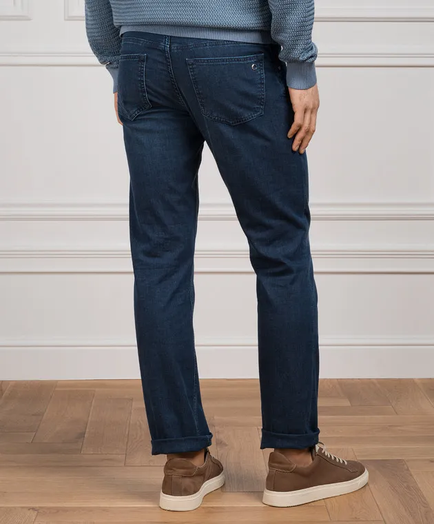 Stefano Ricci Jeans blu effetto used con logo MST42S2211T0042