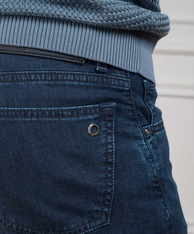 Stefano Ricci Jeans blu effetto used con logo MST42S2211T0042