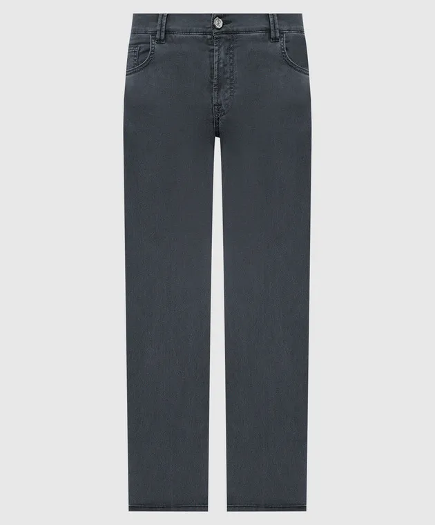 Stefano Ricci Jeans grigi con monogramma logo MFT41S2030Z901BK
