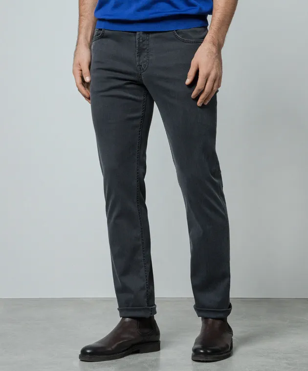 Stefano Ricci Jeans grigi con monogramma logo MFT41S2030Z901BK