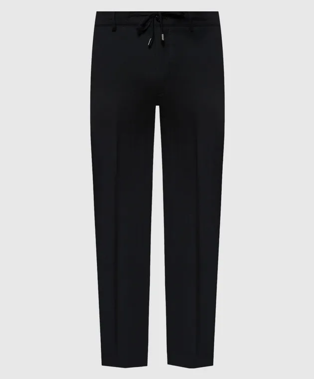Stefano Ricci Pantaloni neri in lana e seta con logo metallico M1T3300015C606