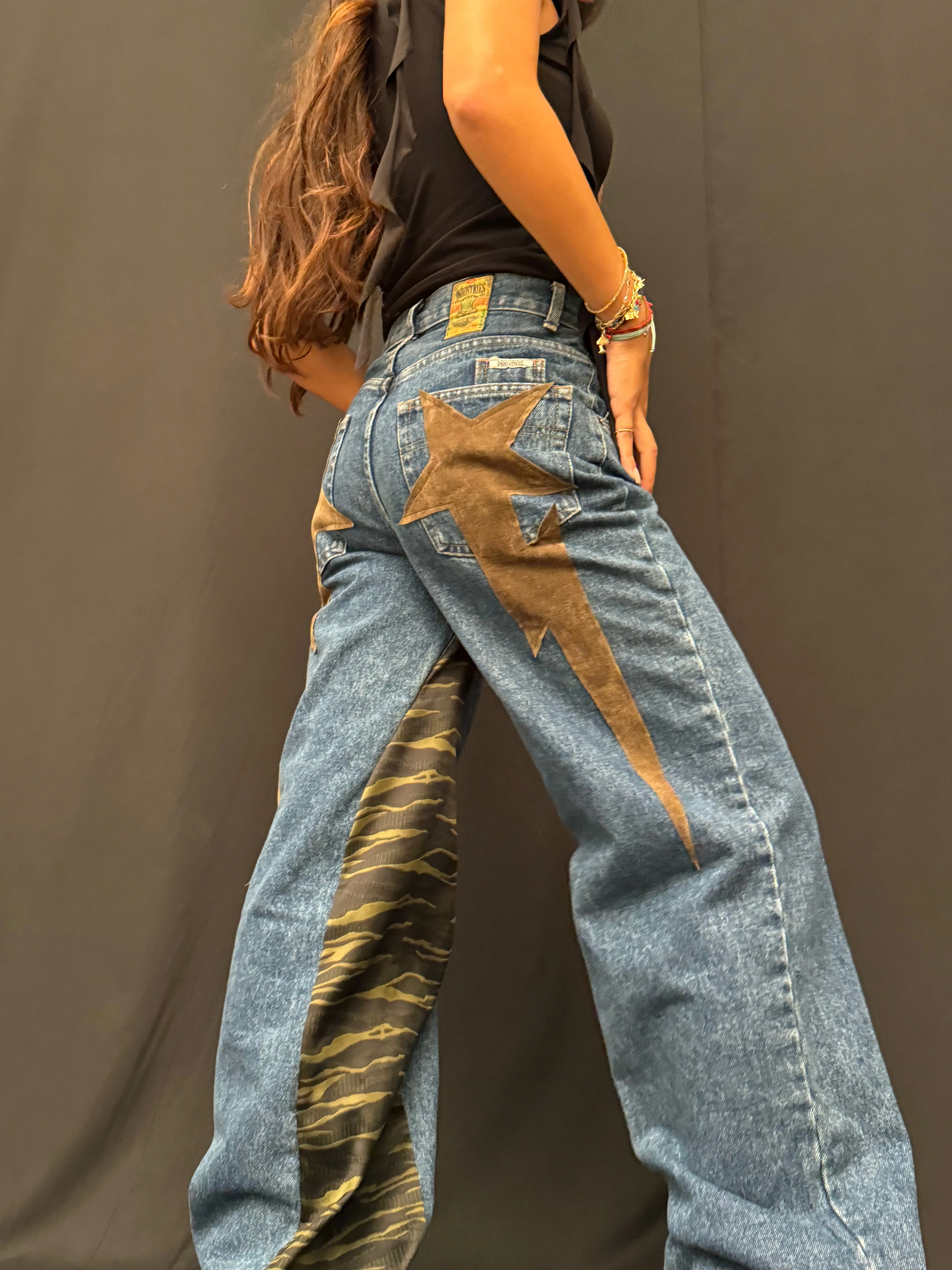 STELLE E CAMOUFLAGE Upcycled denim pants