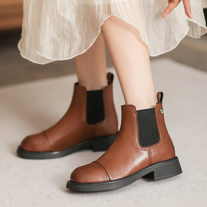 Stivali casual in pelle retrò minimalista da donna