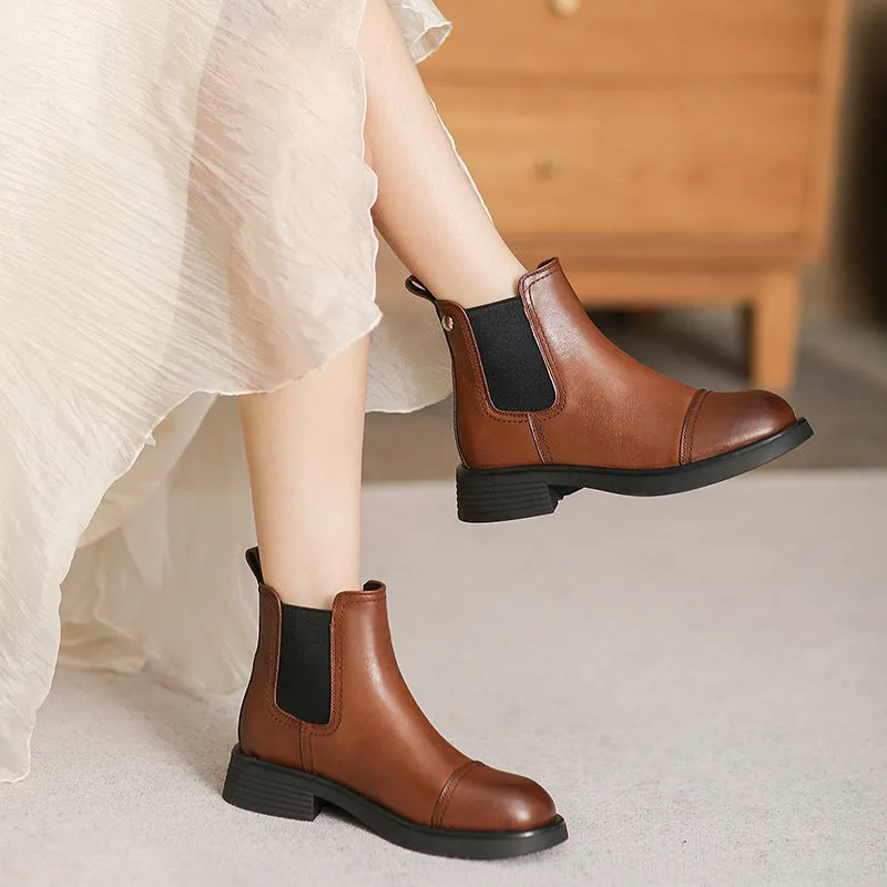 Stivali casual in pelle retrò minimalista da donna