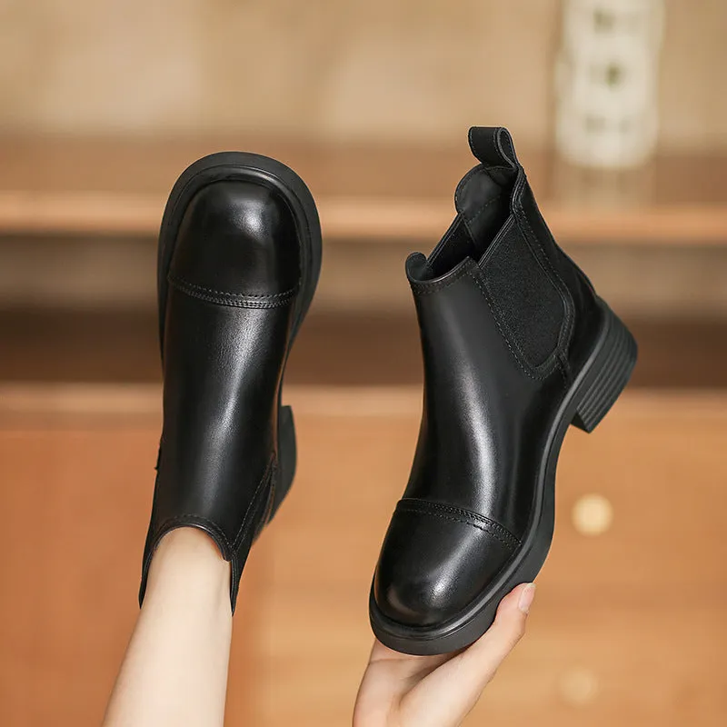 Stivali casual in pelle retrò minimalista da donna