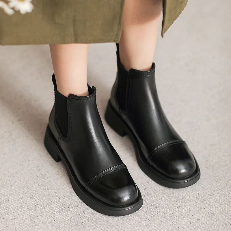 Stivali casual in pelle retrò minimalista da donna