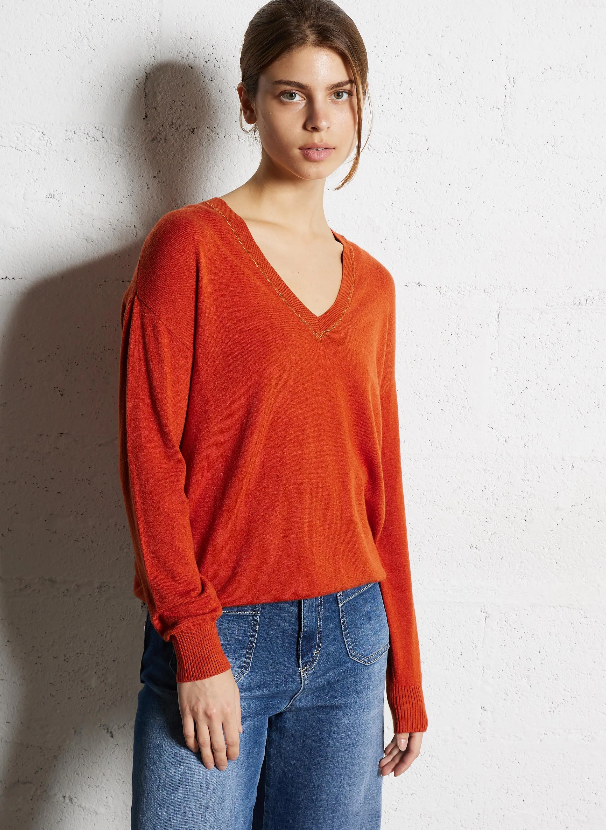 SUD EXPRESS   MARSENANO - Maglione ampio con scollo a V | Arancione