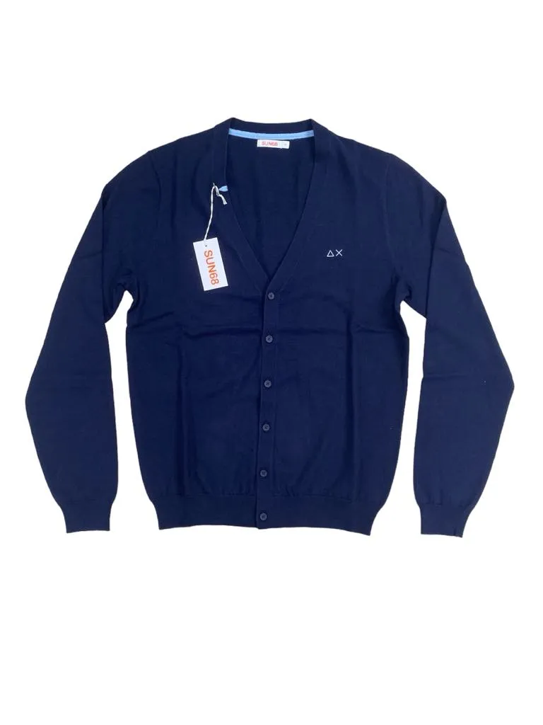 SUN68 maglia cardigan uomo manica lunga misto lana K44103