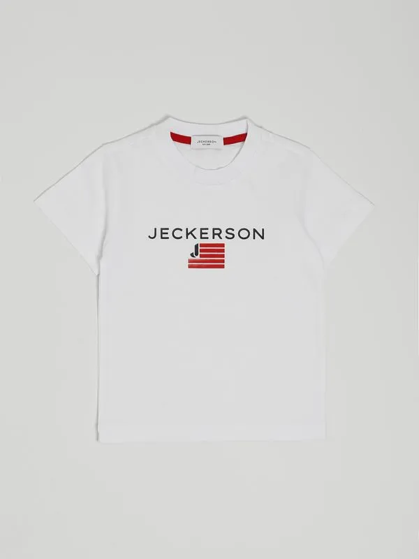 T-shirt bambino Jeckerson in cotone con logo stampato Bianco