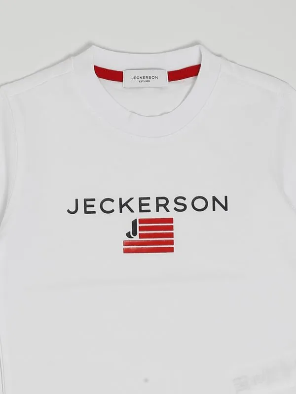 T-shirt bambino Jeckerson in cotone con logo stampato Bianco