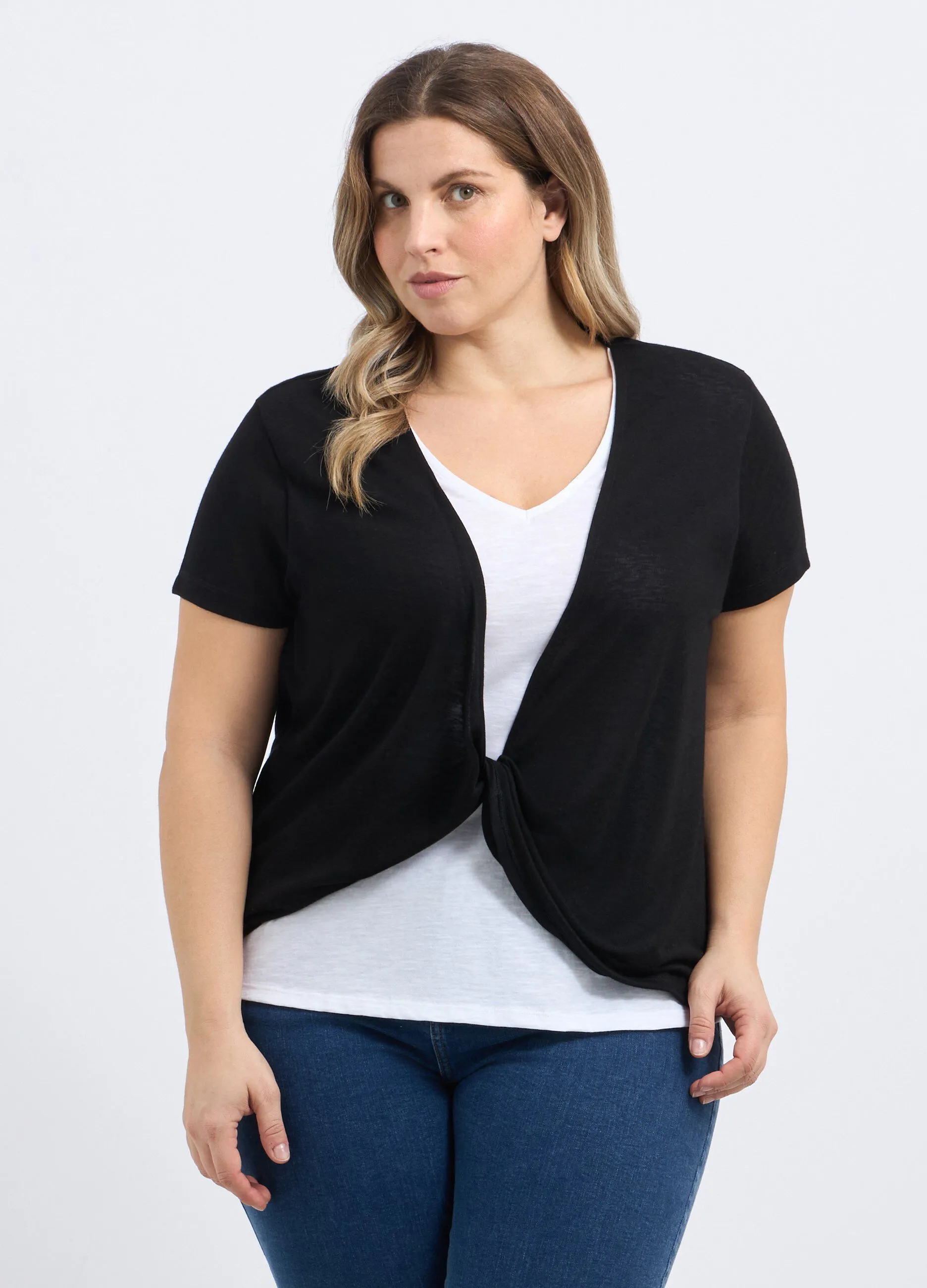 T-shirt con cardigan donna curvy