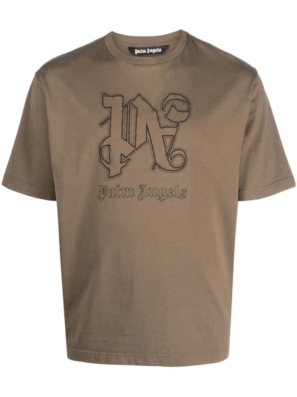 t-shirt marrone logo monogram sul petto