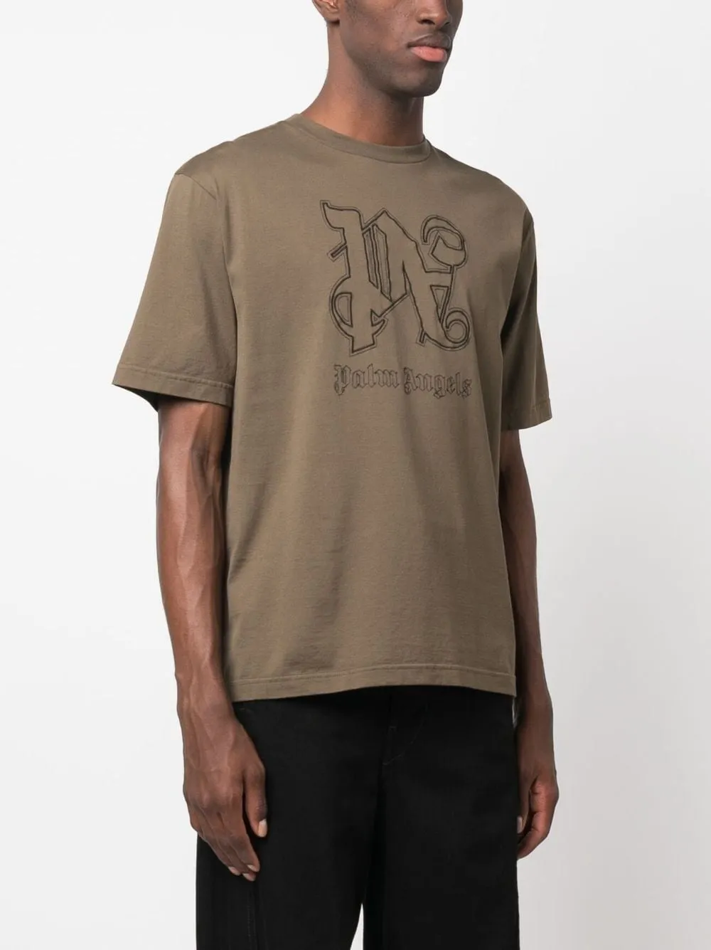 t-shirt marrone logo monogram sul petto