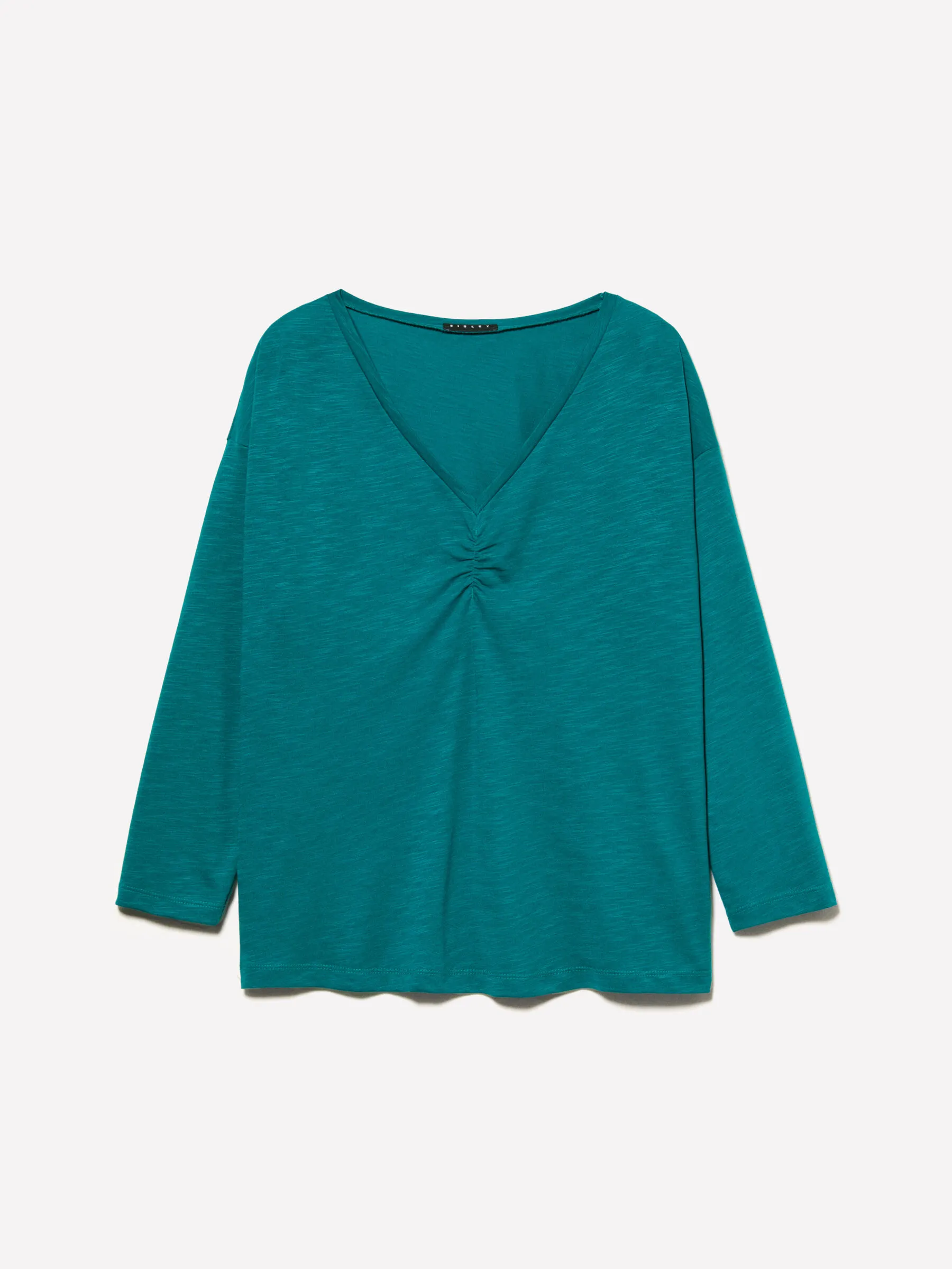 T-shirt verde ottanio con arriccio