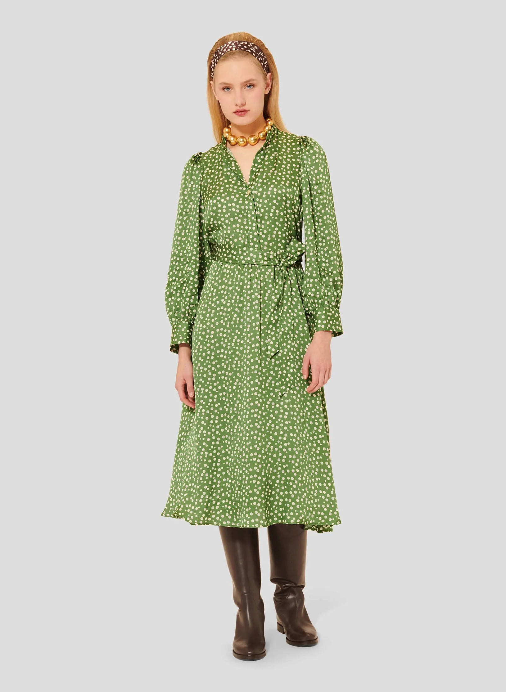  TARA JARMON   RIVOLTINA - Abito longuette stampato a pois | Verde