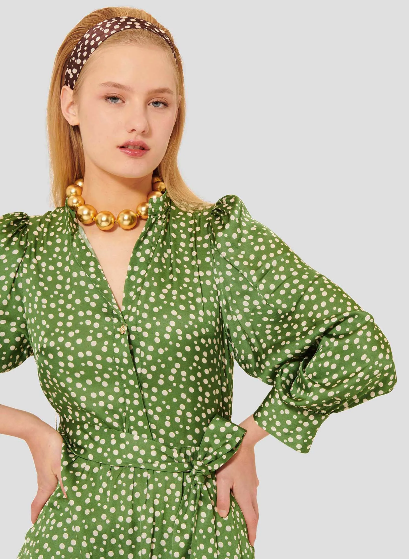  TARA JARMON   RIVOLTINA - Abito longuette stampato a pois | Verde