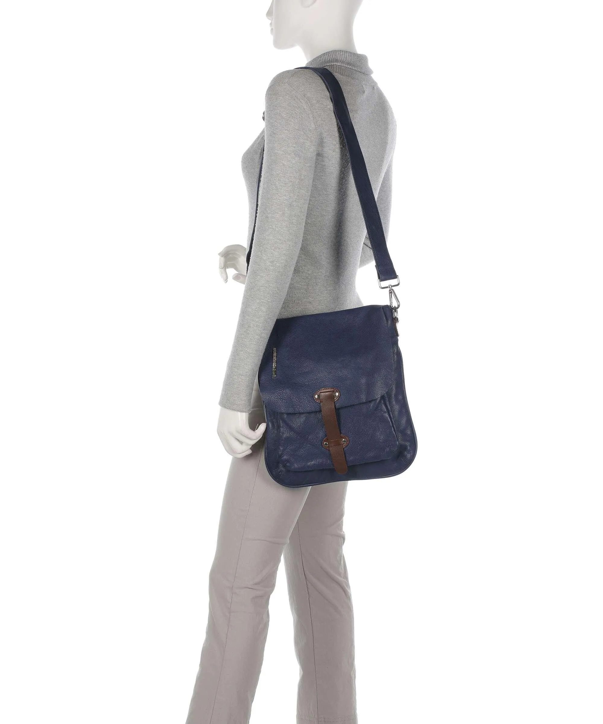 Taschendieb Wien Kohlmarkt 1 Borsa a spalla pelle di vacchetta grana navy  