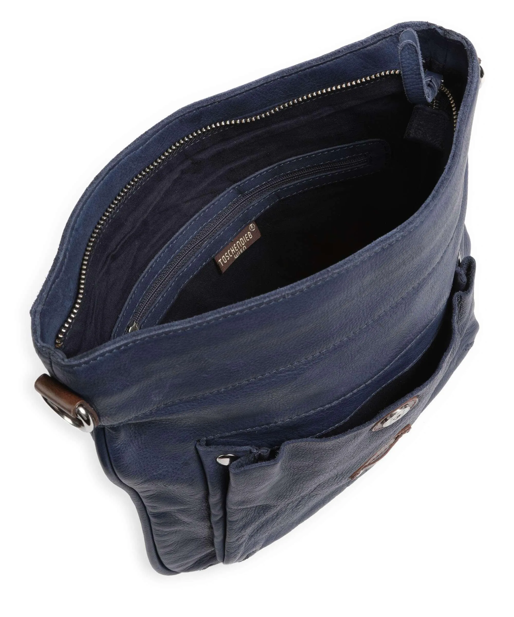  Taschendieb Wien Kohlmarkt 1 Borsa a spalla pelle di vacchetta grana navy  