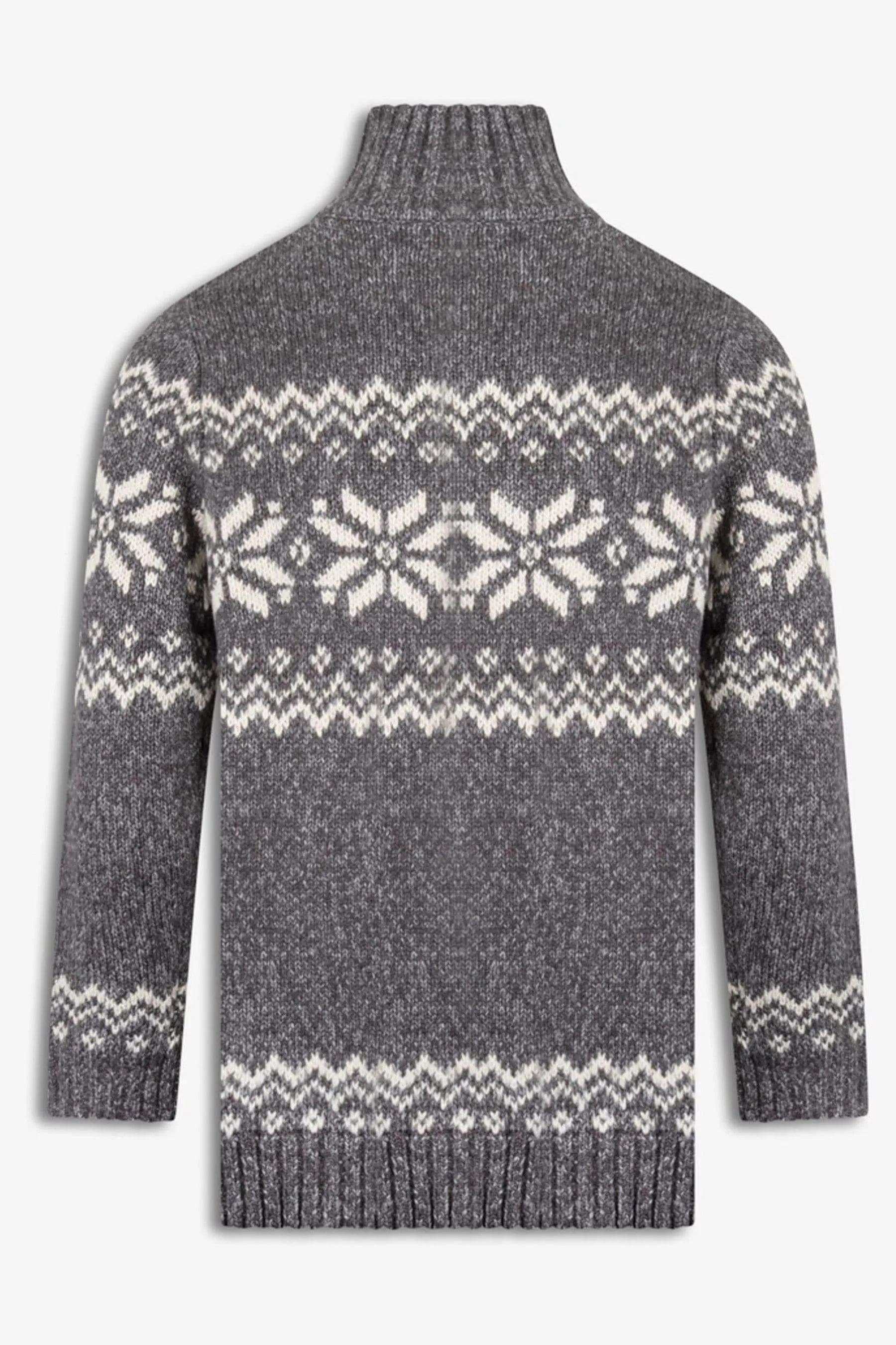 The Little Tailor Uomo Grigio - Maglia comoda Natale motivo Fair Isle Con zip