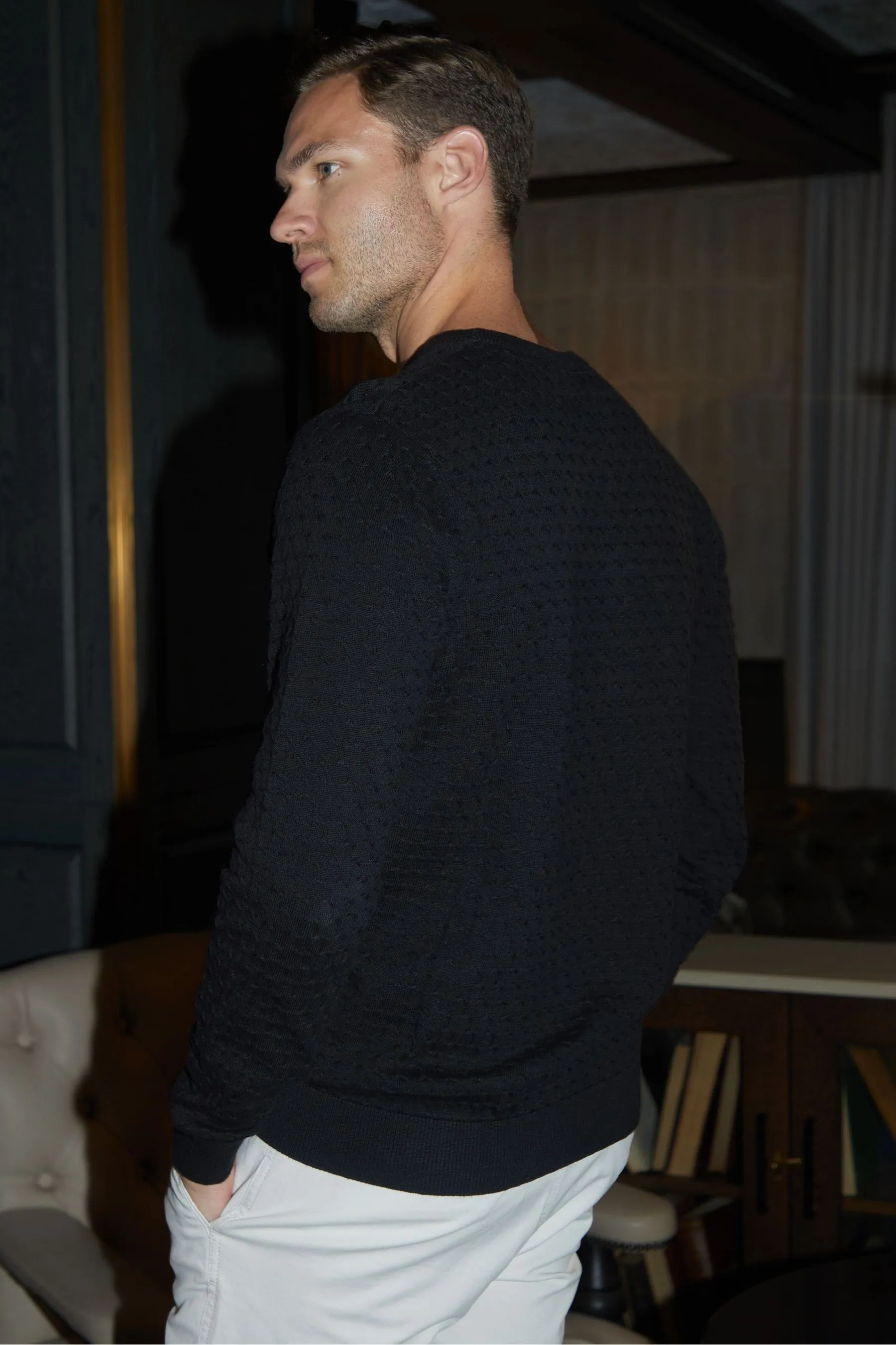 Threadbare Mini Cable Textured Knit Crew Neck Jumper    