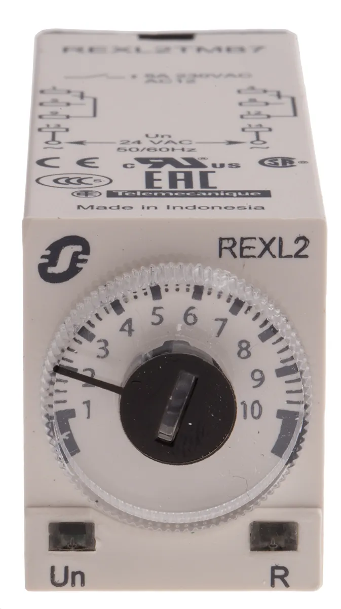 Timer Relay Schneider Electric, intervallo 0.1 s → 100h, 2 poli, A innesto