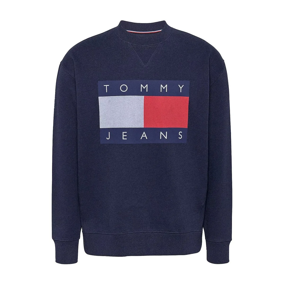      TOMMY JEANS FELPA GIROCOLLO MELANGE FLAG LOOSE  