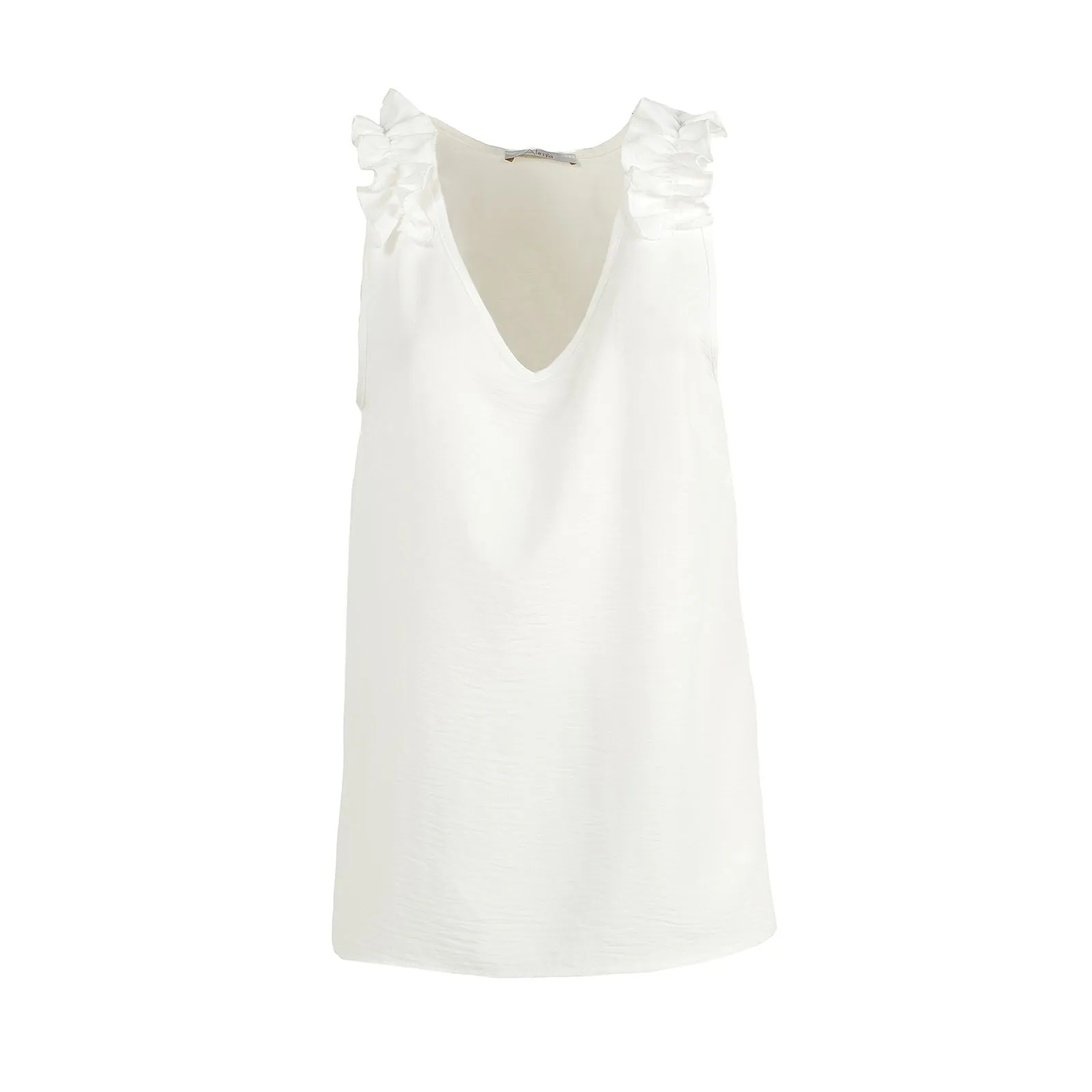 Top bianco smanicato con rouges