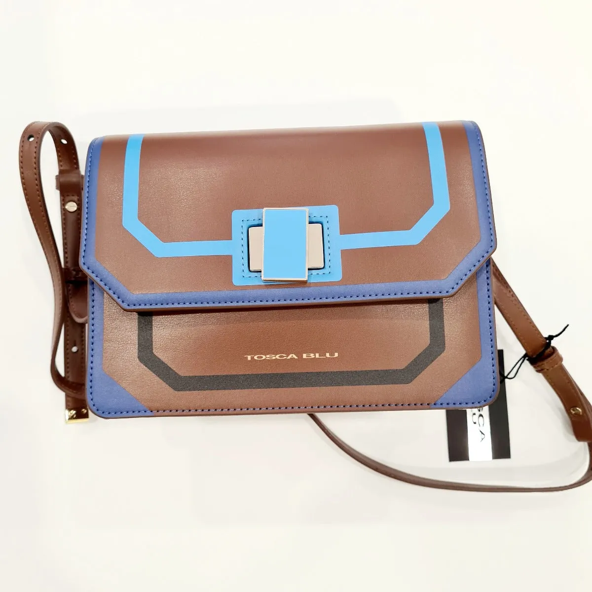 Tosca Blu borsa tracolla colore cuoio-celeste rif.27