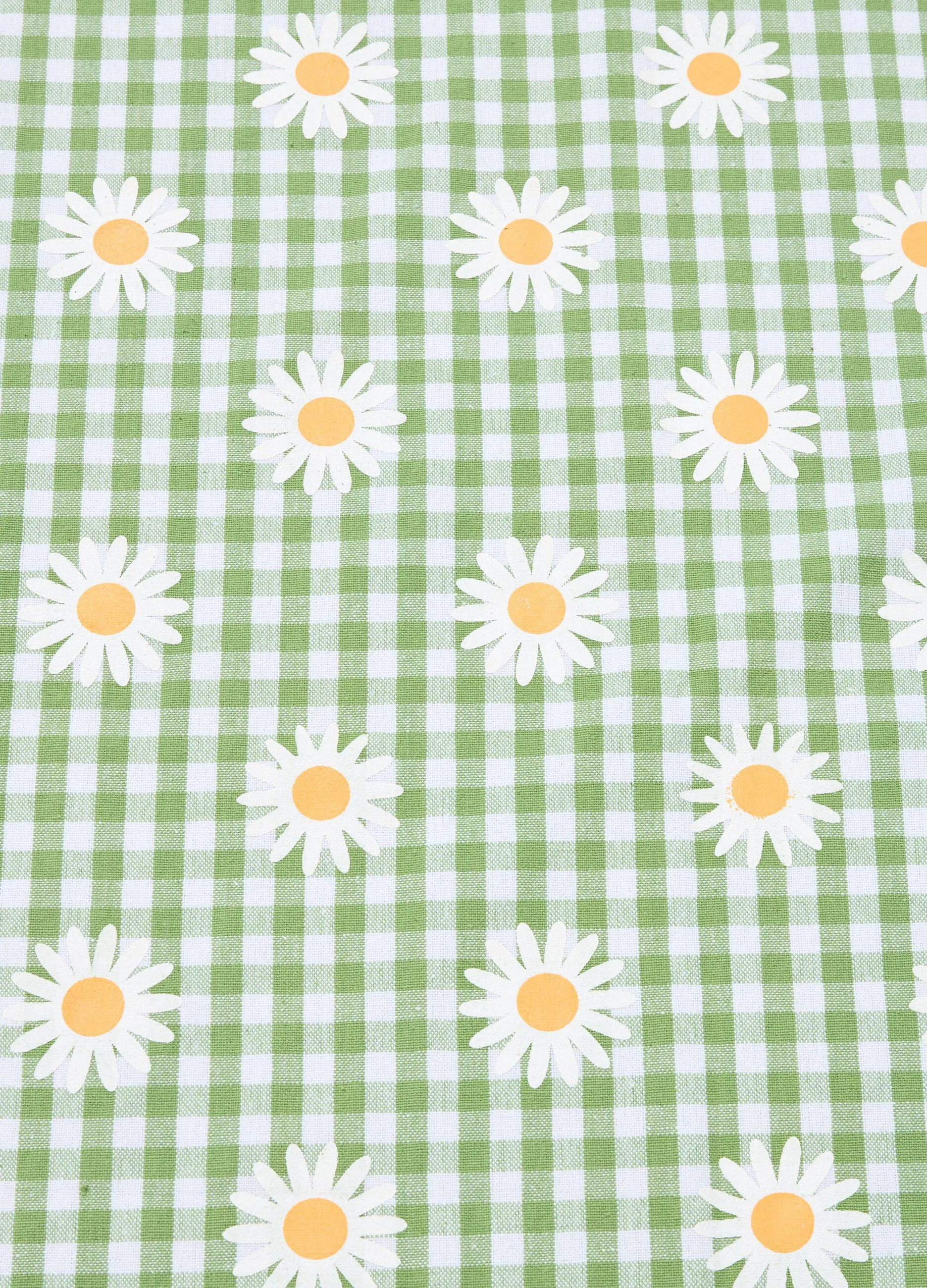 Tovaglia 4 posti in cotone con motivo a quadri e fiori