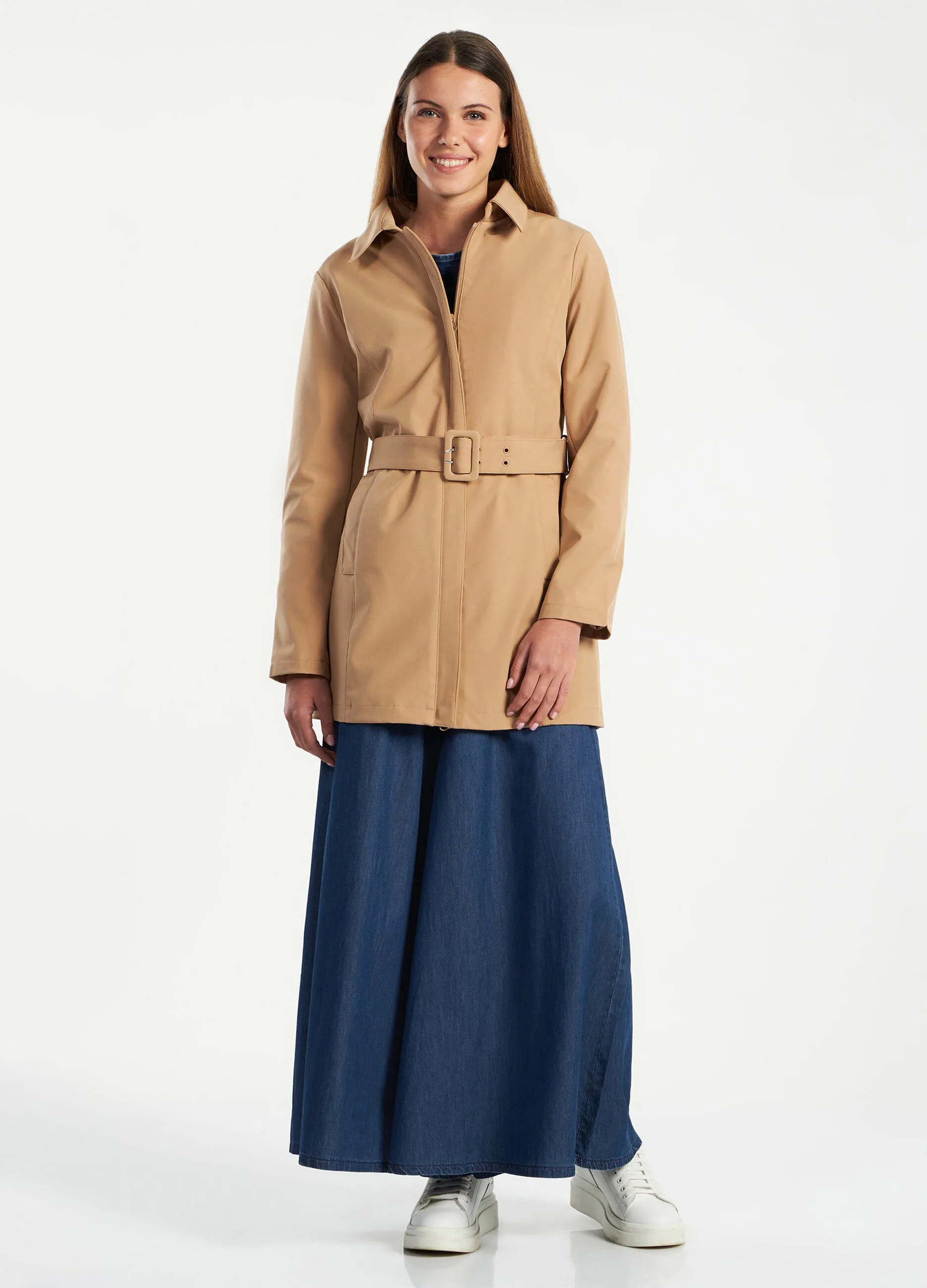 Trench corto con zip donna