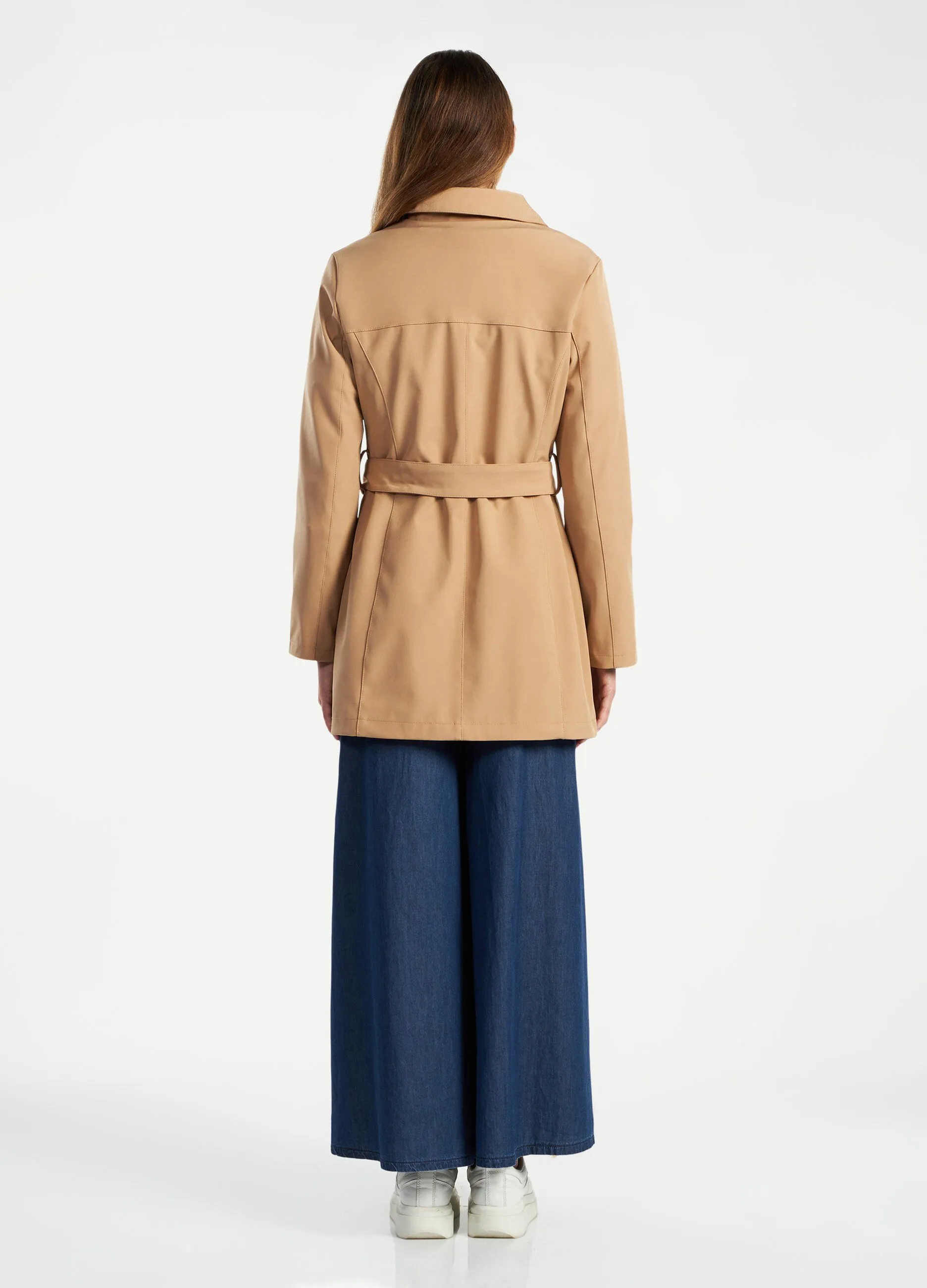 Trench corto con zip donna