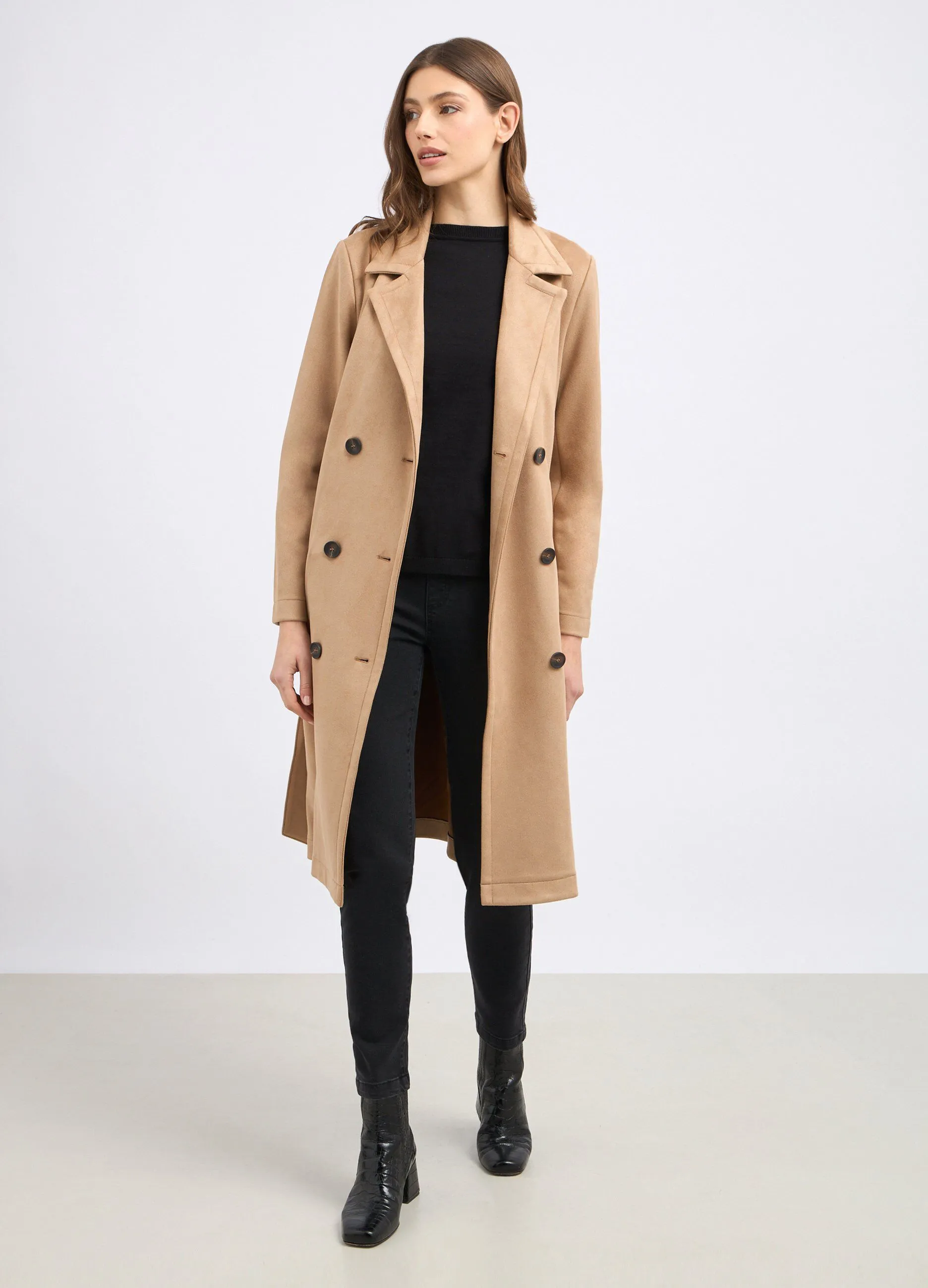 Trench doppiopetto con collo revers donna