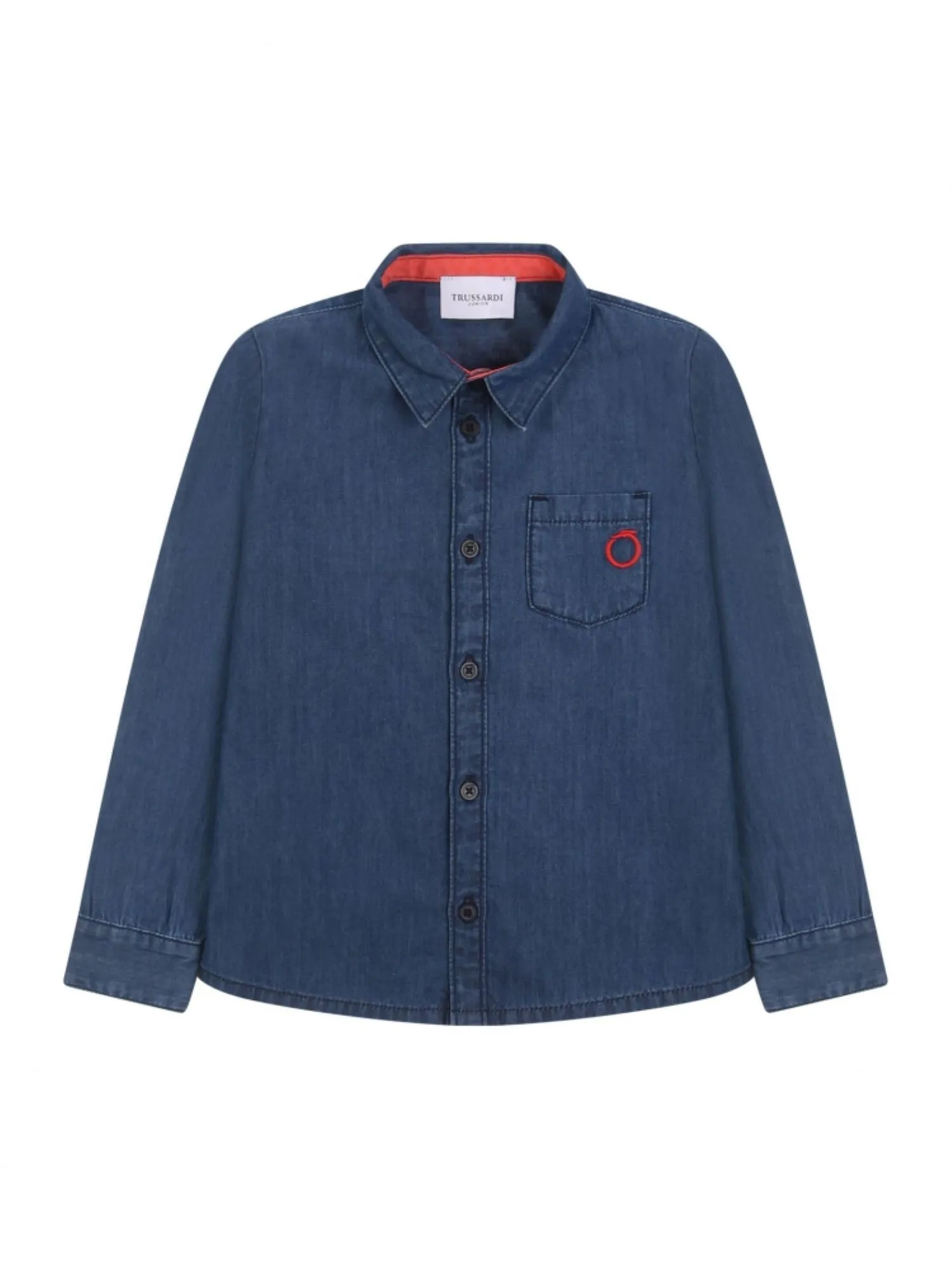 Trussardi camicia di jeans con taschino lavaggio blu scuro
