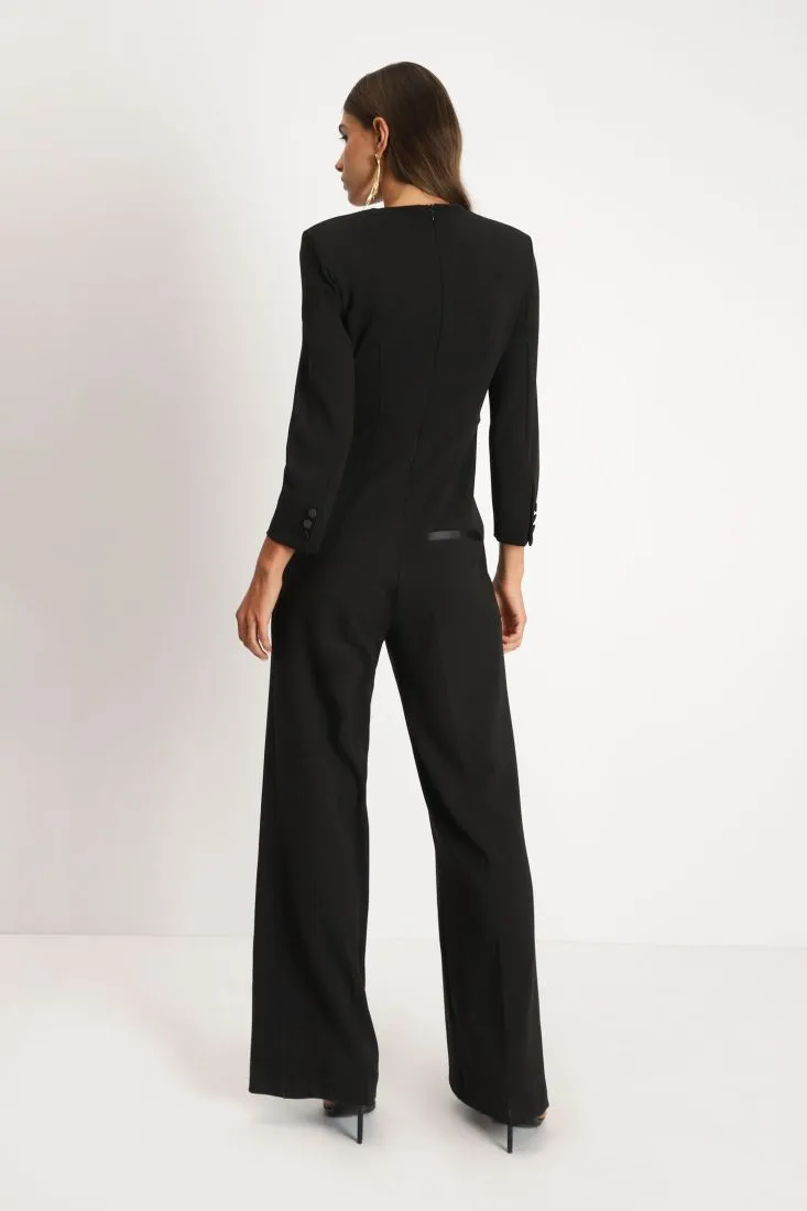 Tuta a palazzo monocolour con dettaglio cut-out