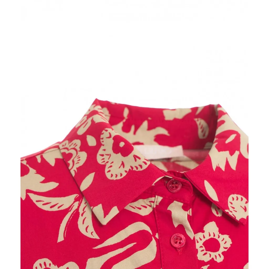 Tuta con stampa floreale rosso