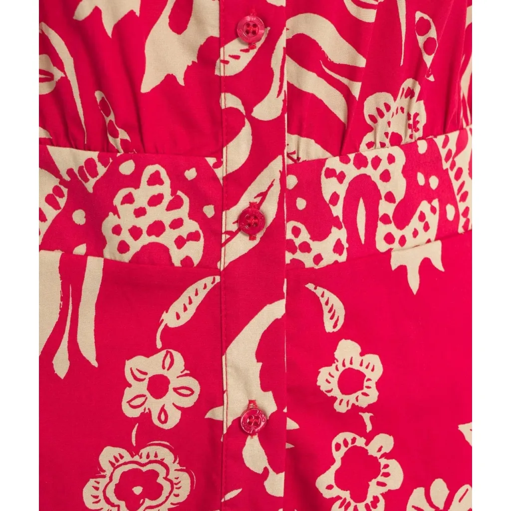 Tuta con stampa floreale rosso