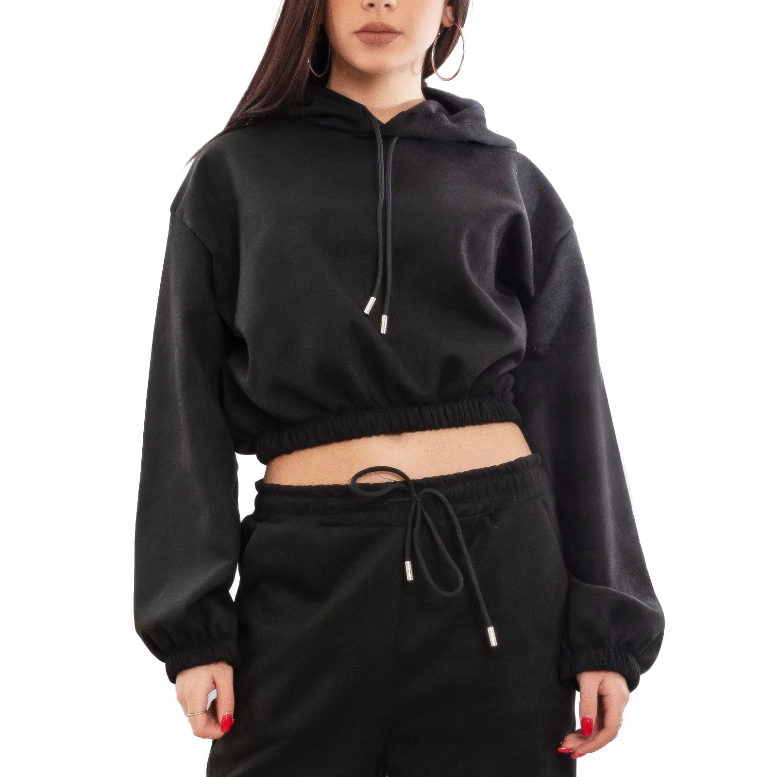 Tuta Donna Completo Scamosciato Crop Top Vi-03274