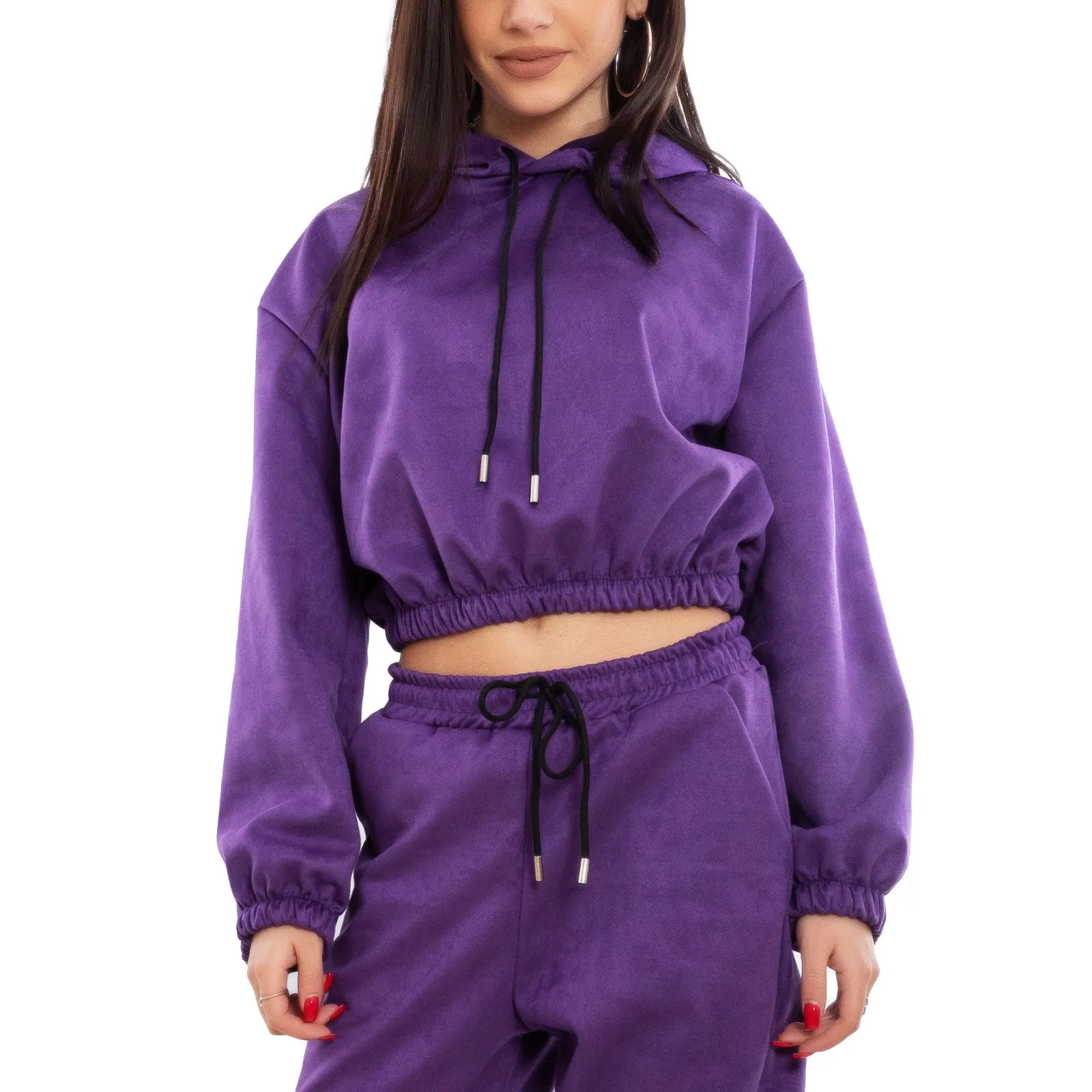 Tuta Donna Completo Scamosciato Crop Top Vi-03274