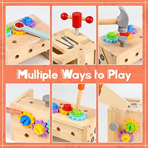 Vanplay Giochi in Legno, Cassetta Attrezzi Bambini, Regalo di Natale Ragazzo/a 2 3 4 5 Anni (30 Pezzi)
