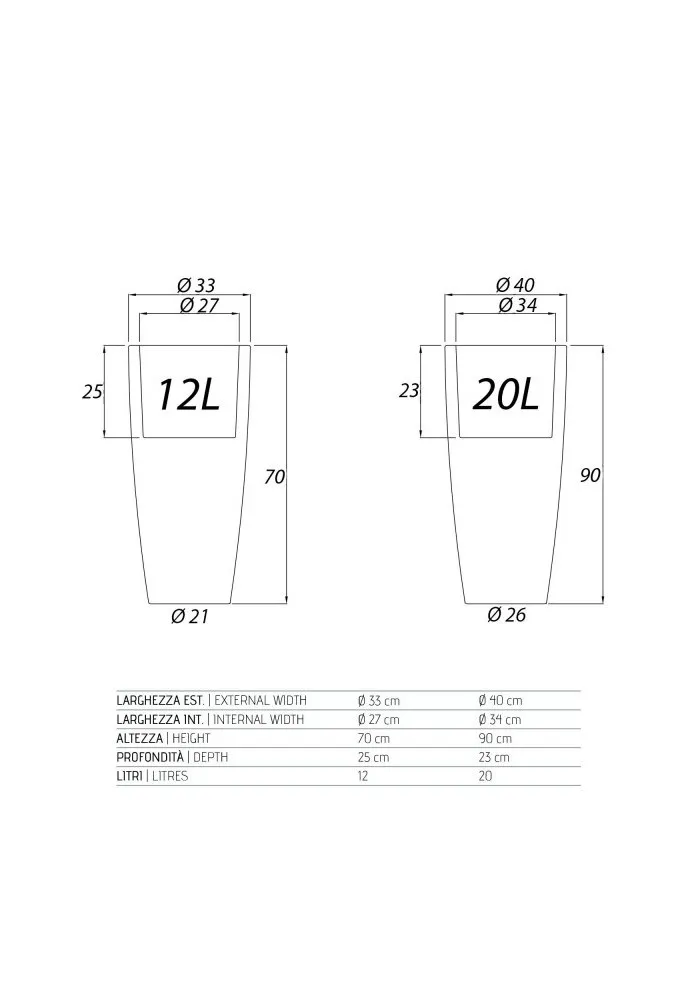 Vaso Stilo Round Bright - Monacis Altezza 70 cm