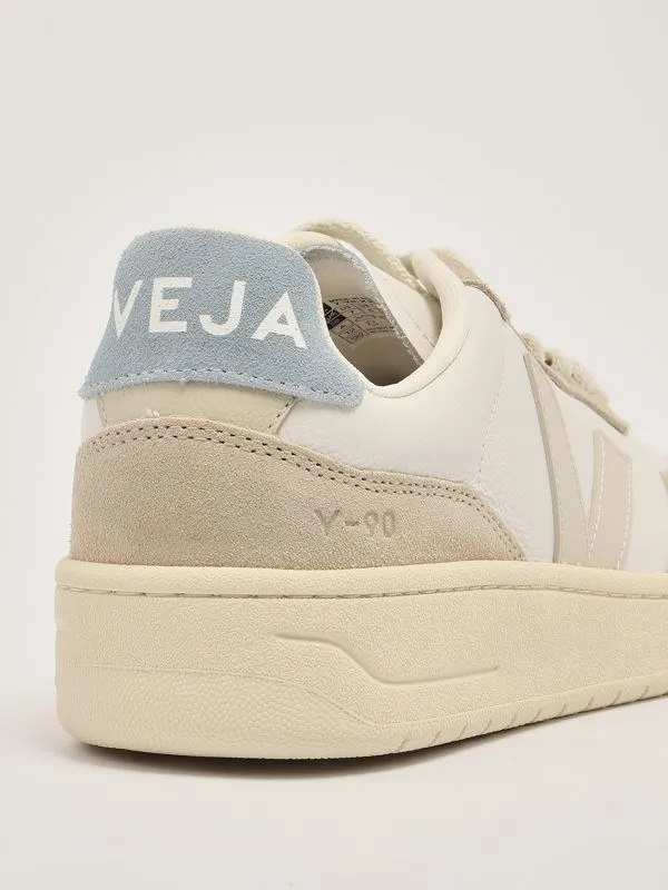 VEJA  Sneakers donna Veja V-90 in suede e pelle liscia Bianco
