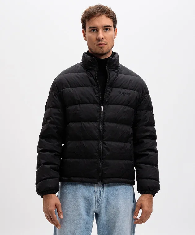 Versace Piumino Barocco nero con ricamo logo 10135371A09785