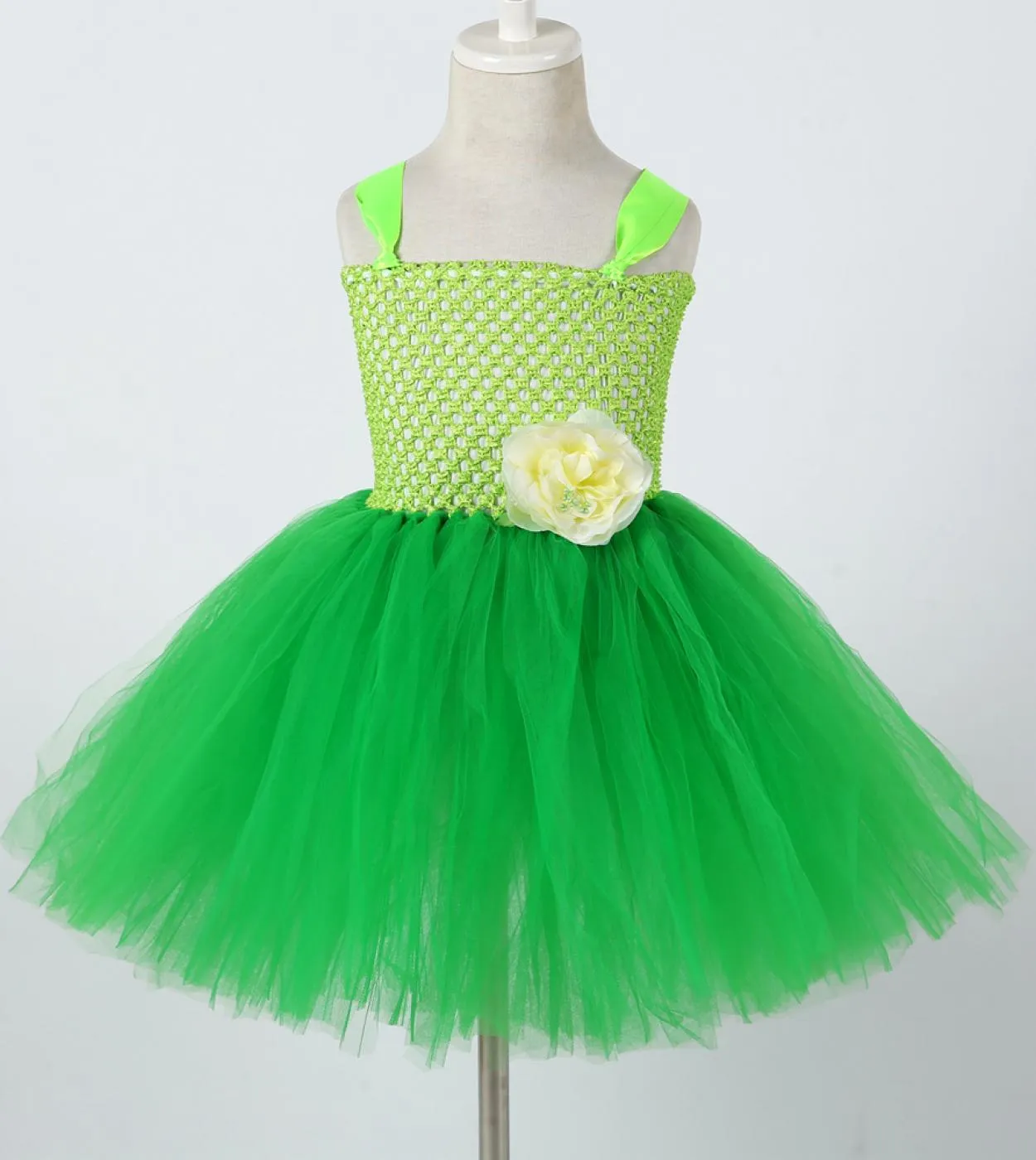 Vestito da tutu da fata verde per ragazze Costume di Halloween di Natale con ali Abiti da principessa di fiori per bambini Compl