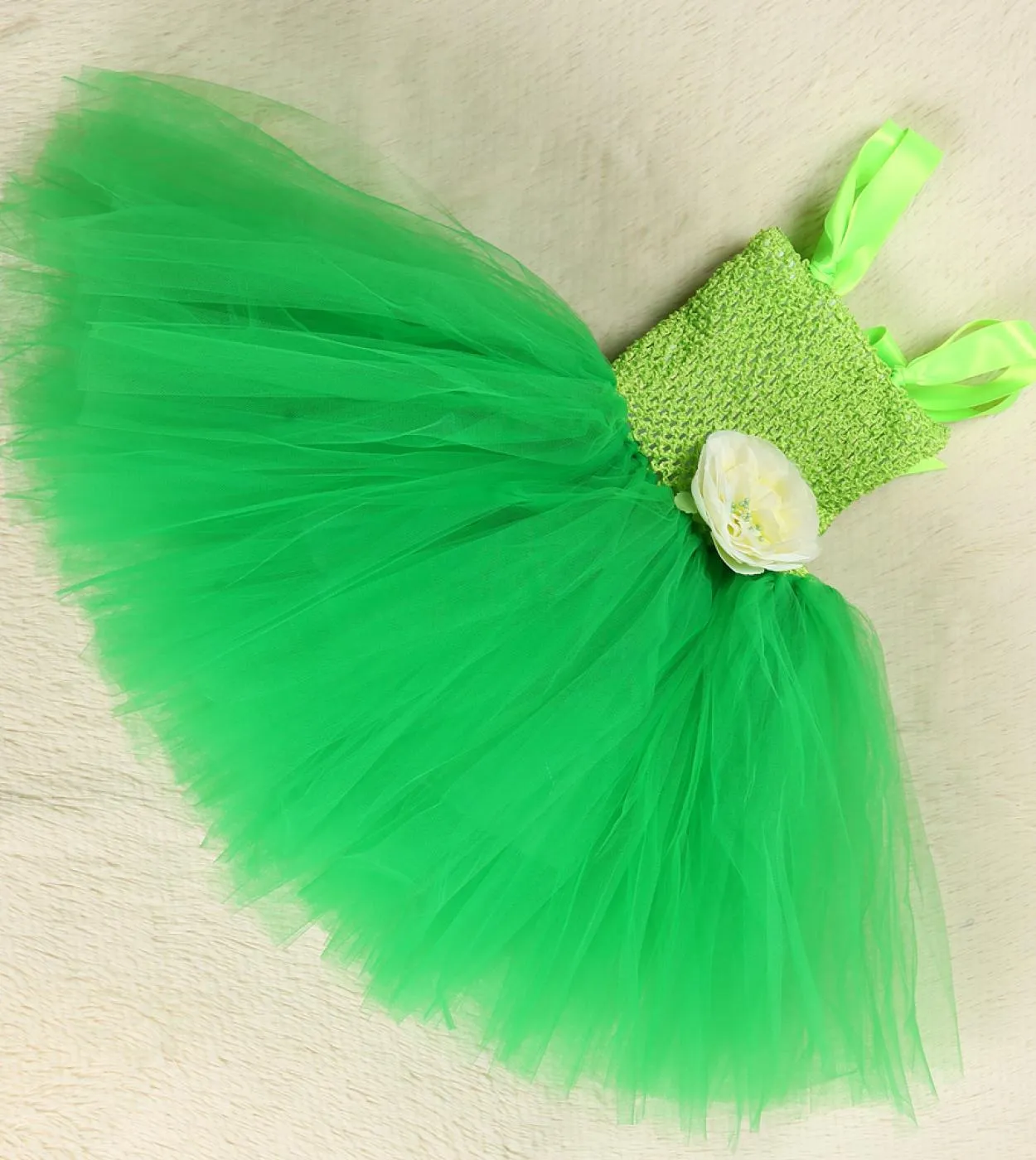 Vestito da tutu da fata verde per ragazze Costume di Halloween di Natale con ali Abiti da principessa di fiori per bambini Compl