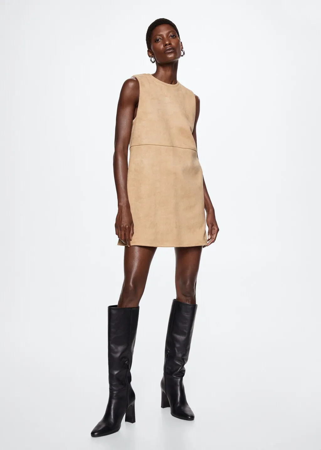 Vestito dritto scamosciato