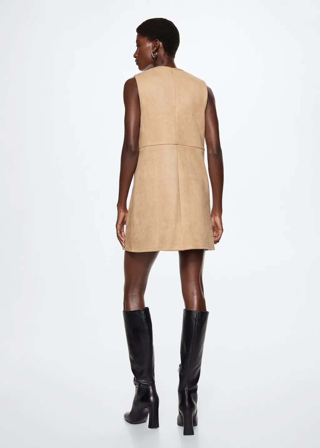 Vestito dritto scamosciato