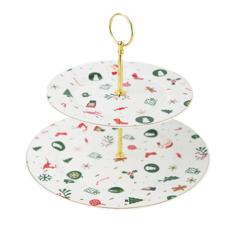 Villa Altachiara Alzata 2 piani Fantasia del Natale new bone china 27x23