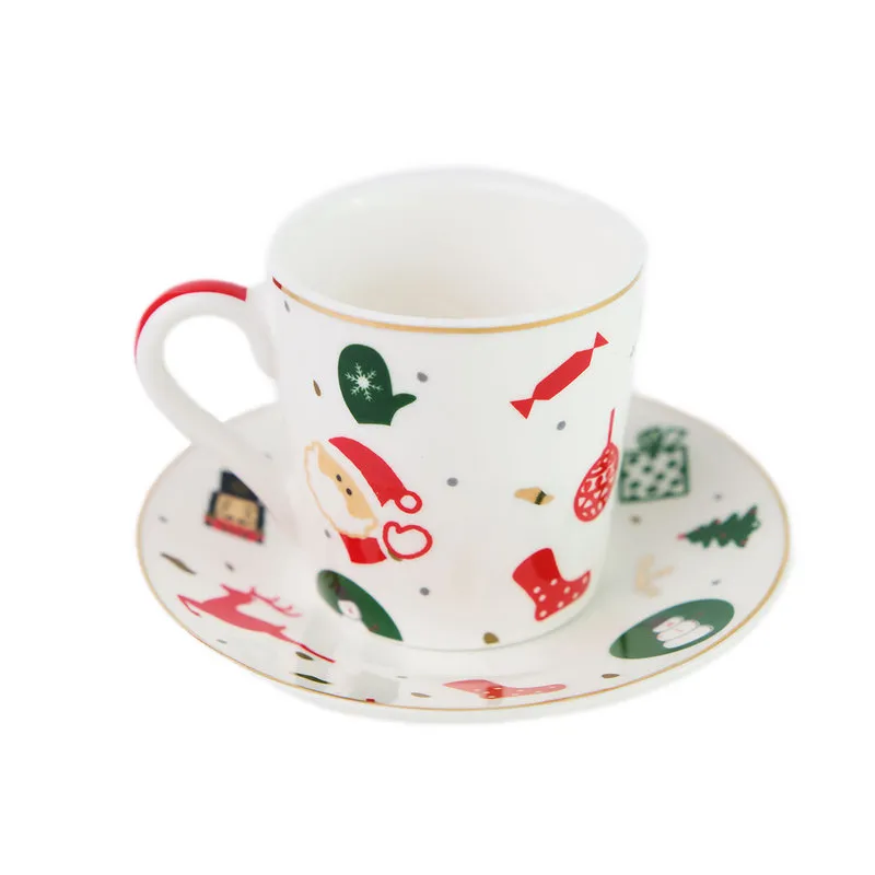 Villa Altachiara Tazza da caffè con piatto in porcell.6 pezzi Fantasia del Natale