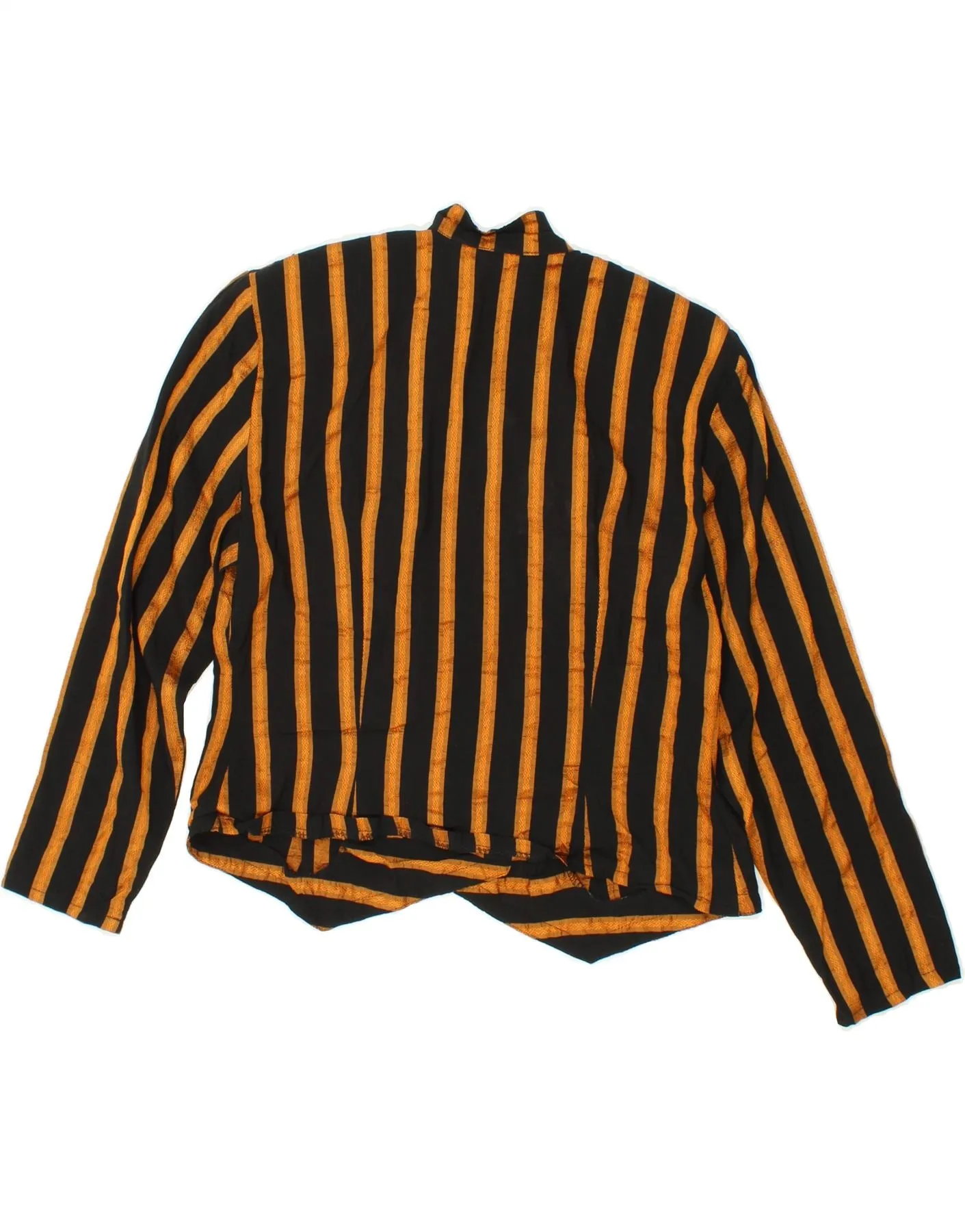 VINTAGE Womens Shirt Blouse UK 14 Large Black Striped Viscose